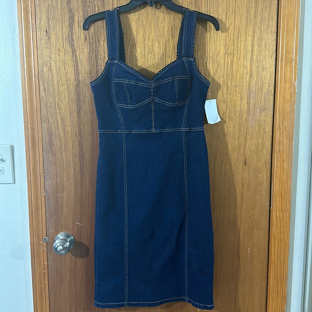 Steve Madden Dark Blue Denim Sheath Dress - Picture 2 of 7